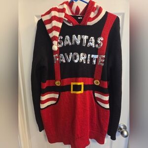 Santa's Favorite Festive Sweater - Red and Black Size XL